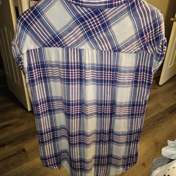 SO Blue and White Button Down Shirt Casual Plaid - Picture 6 of 6